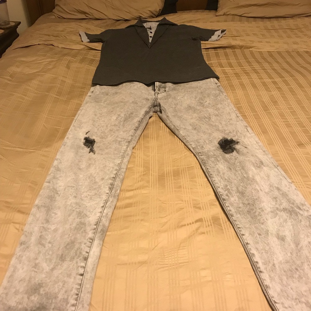 Men’s Arizona gray frayed jeans